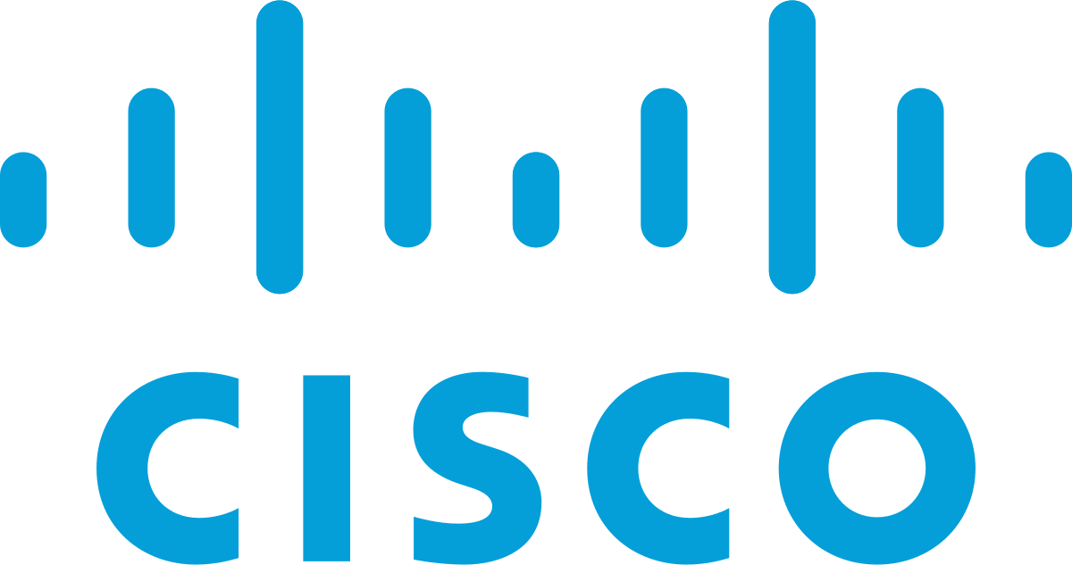 Cisco logo in blue with bridge-like design symbolizing networking and communication.
