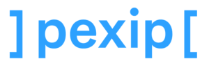 Pexip logo in blue text with brackets, representing video conferencing solutions and virtual meeting technology.