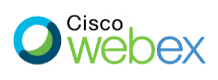 Cisco Webex logo, blue and green design, video conferencing, collaboration software branding.
